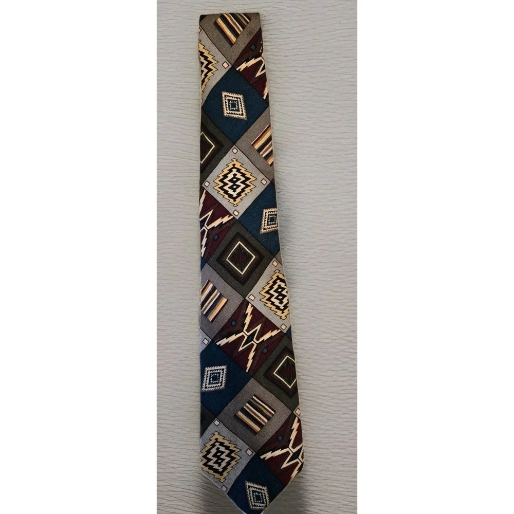 Vintage Save The Children Silk Tie Navajo‎ Blanket Southwest Geometric